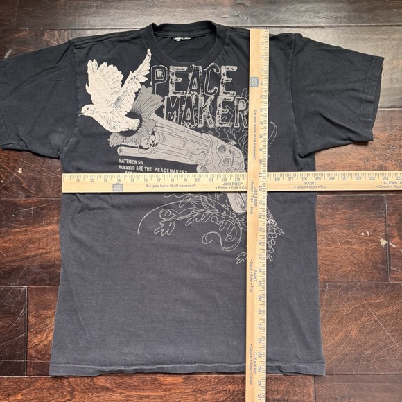 Vintage Jesus Tee Y2K  NOTW Peace Maker VTG Shirt Mens Size M Punk Grunge Gun - Picture 4 of 4